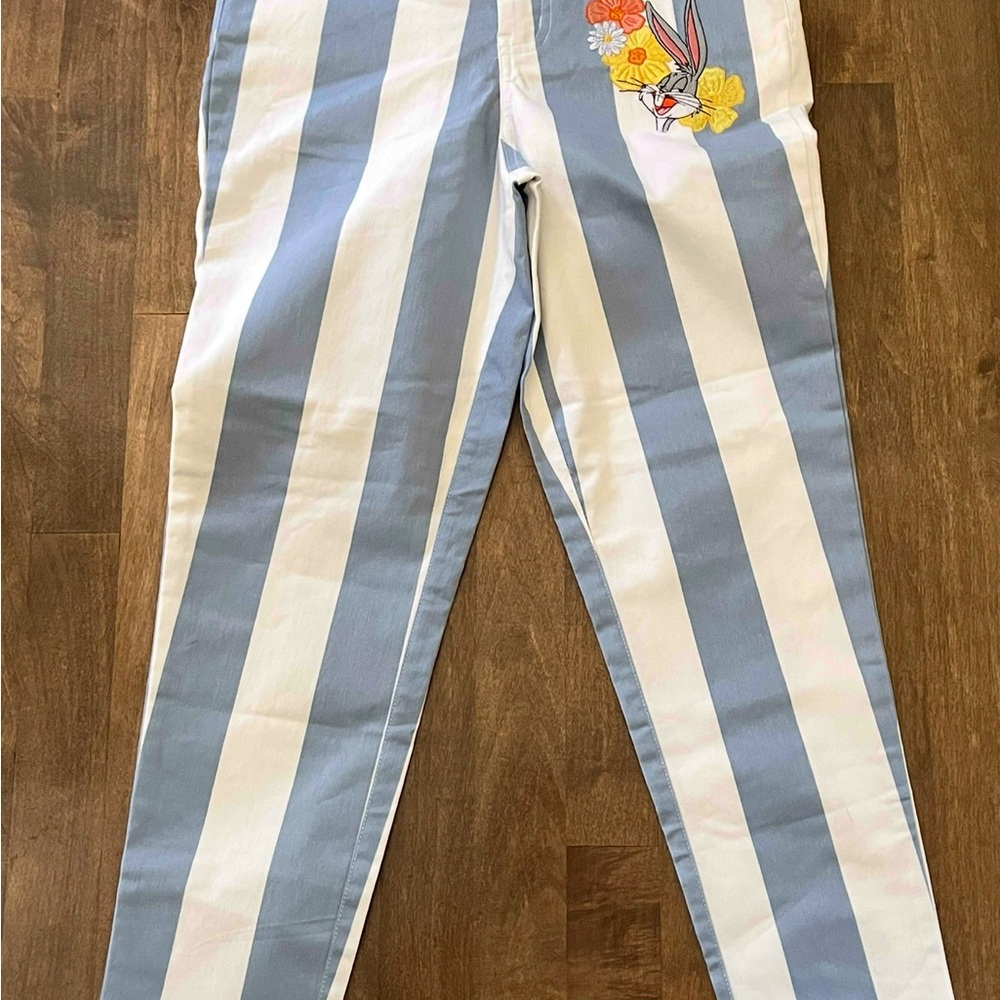 Unique Vintage looney tunes Blue and White Striped Pants